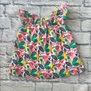 GAP Colorful Fruit Print Dress with Ruffle Sleeves